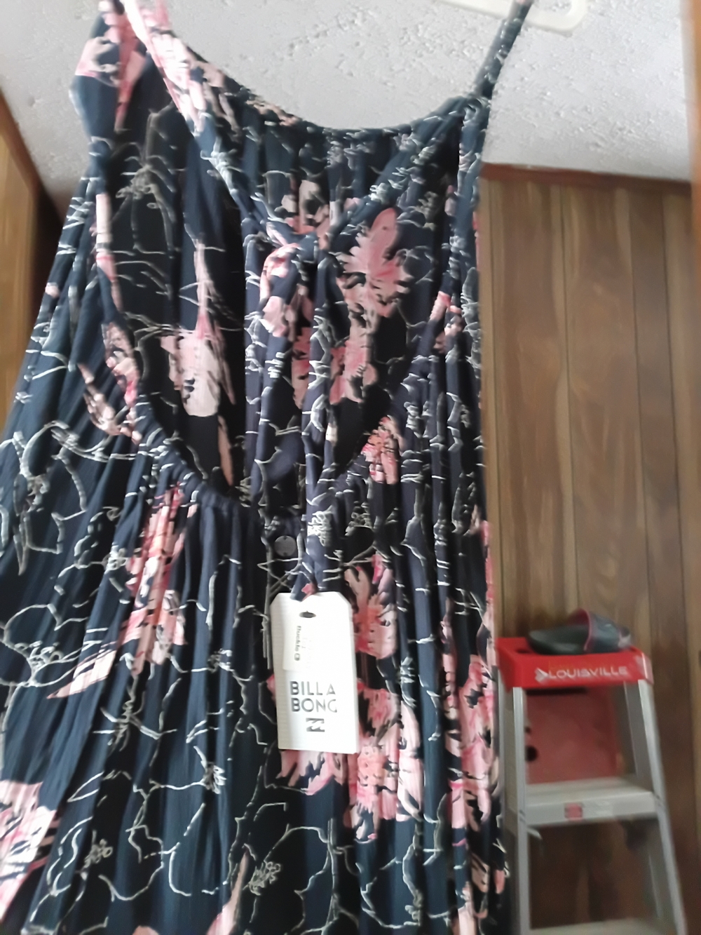 Billabong Navy Floral Sundress with Pink Flowers
